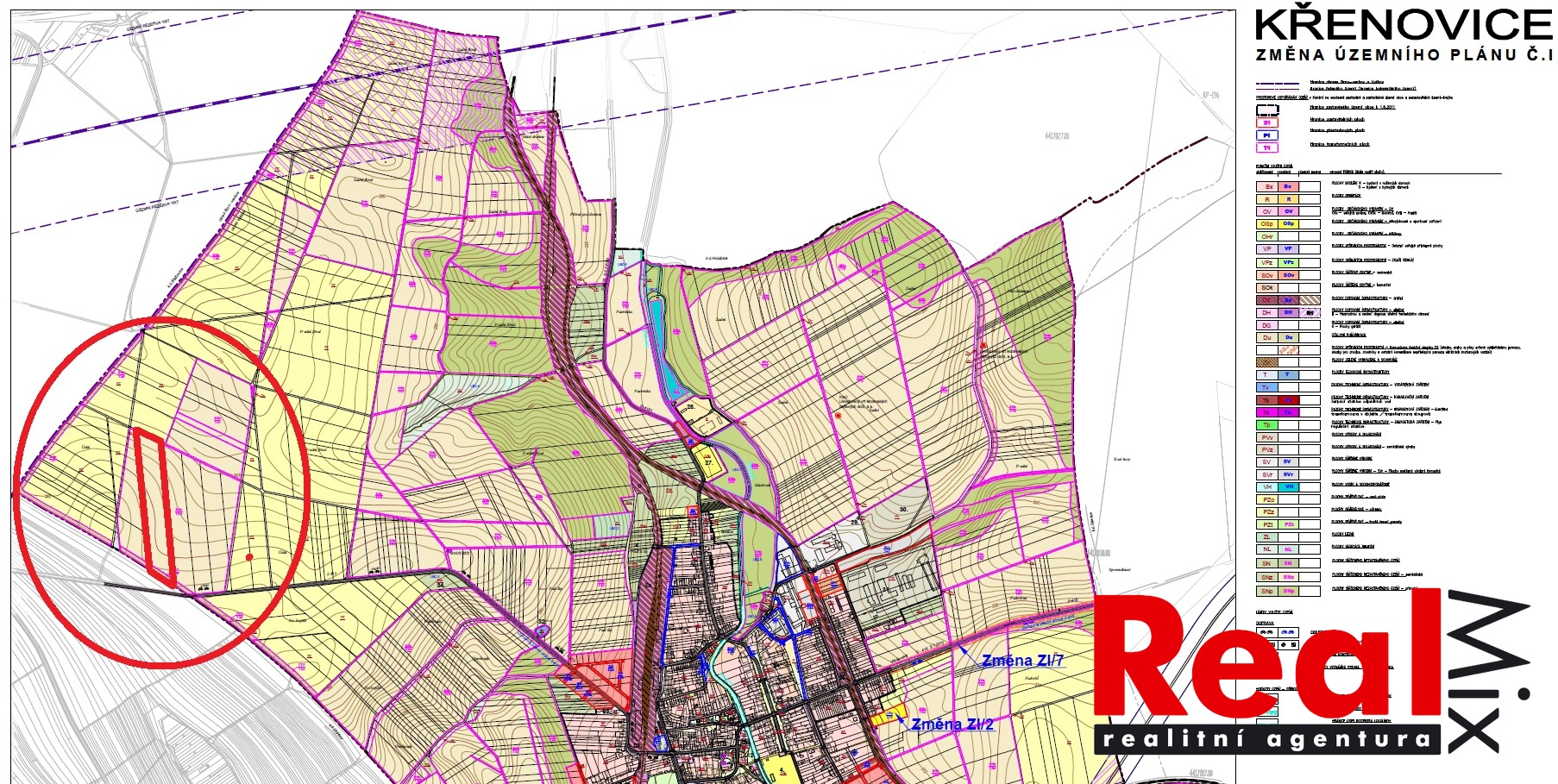 P - Křenovice - vyznačení pozemku
