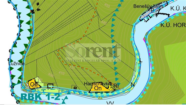 Mapa les Klokoty u Tábora