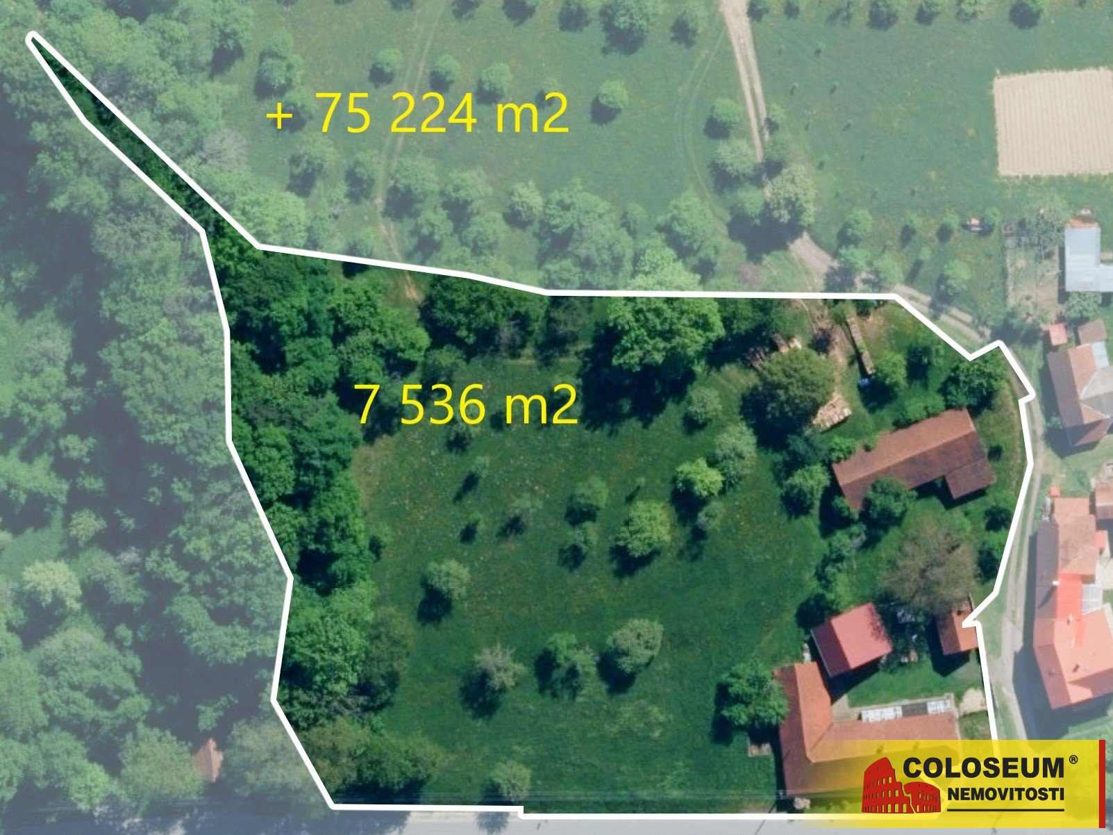 Zákres pozemku - Ludkovice – Pradlisko, prodej rodinného domu