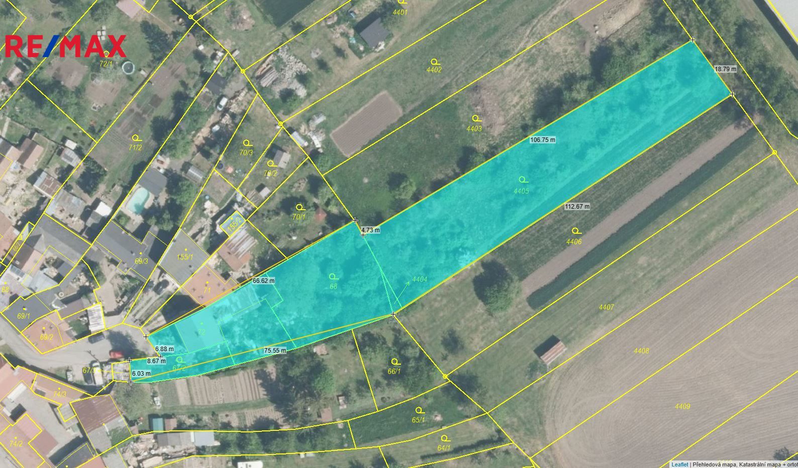 Katastrální mapa, celkem 3.685 m2