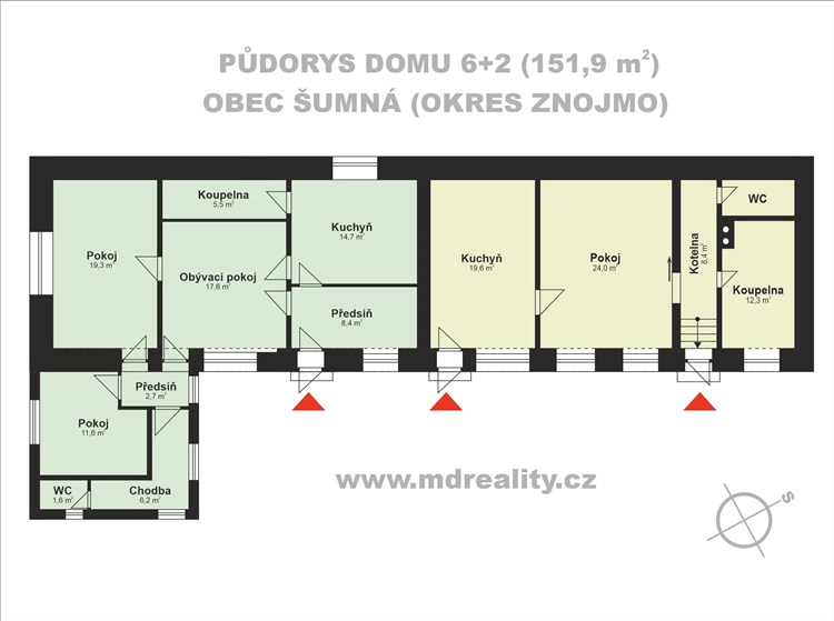 Rodinný dům v obci Šumná (DISPOZICE)