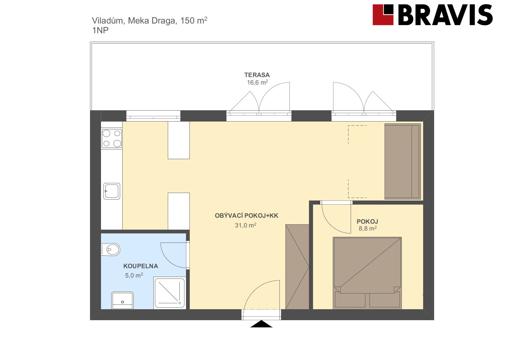 Viladům Meka Draga 150m2 1NP