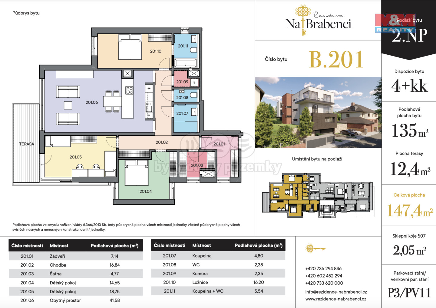 Prodej bytu 4+kk, 135 mÂ˛, Praha,Rezidence na Brabenci