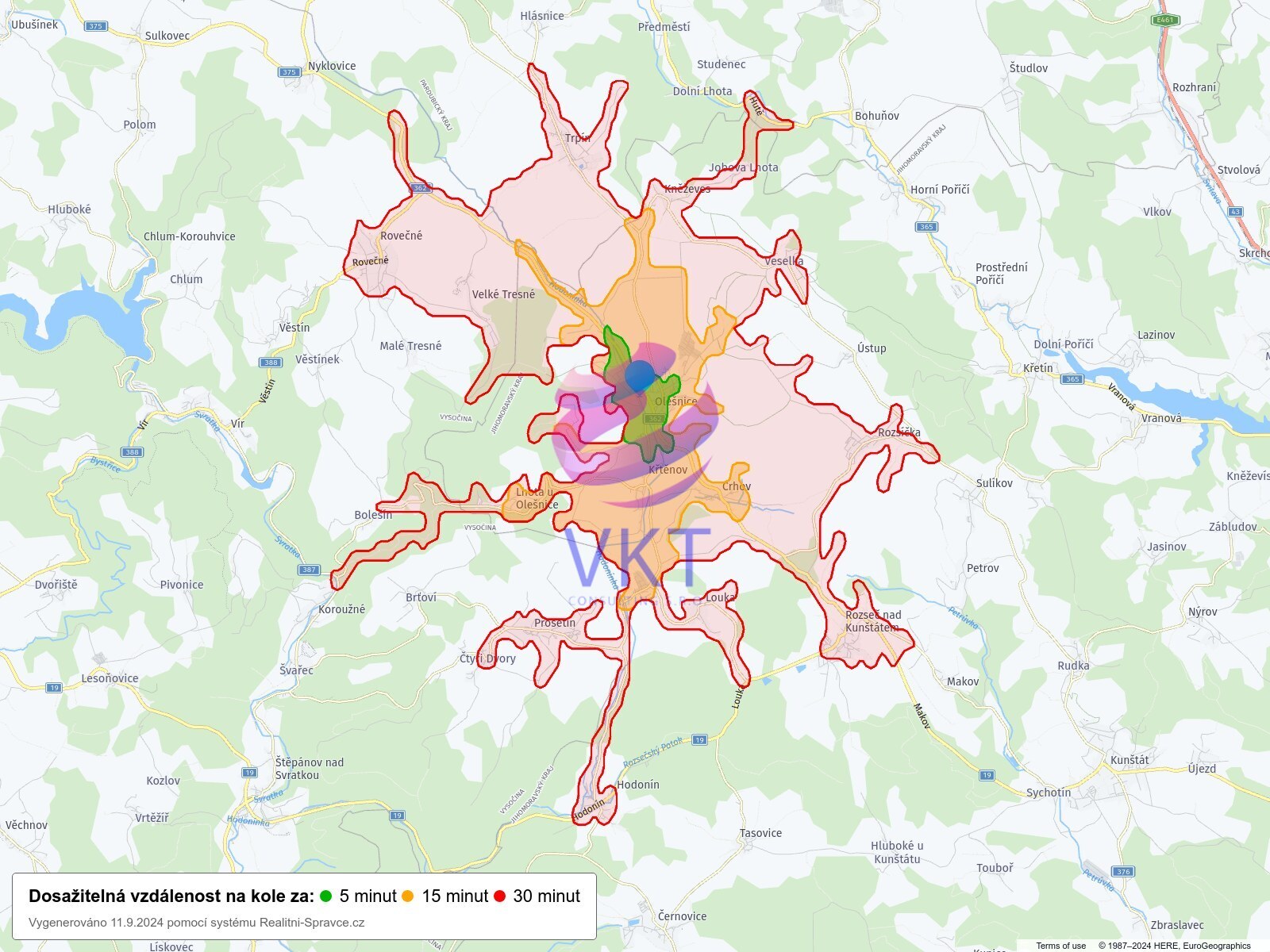 Dosažitelná vzdálenost: kolo