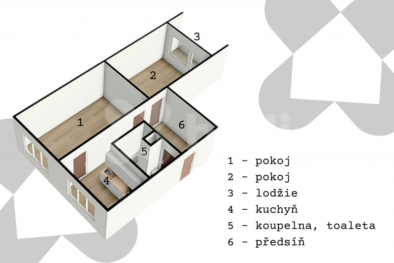 Prodej bytu 2+1, 61 m2, DV, Kadaň, ul. Školní