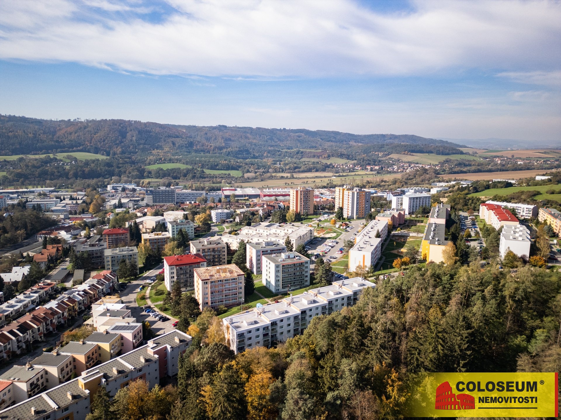 Pohled na čtvrť z dronu– Blansko, prodej bytu