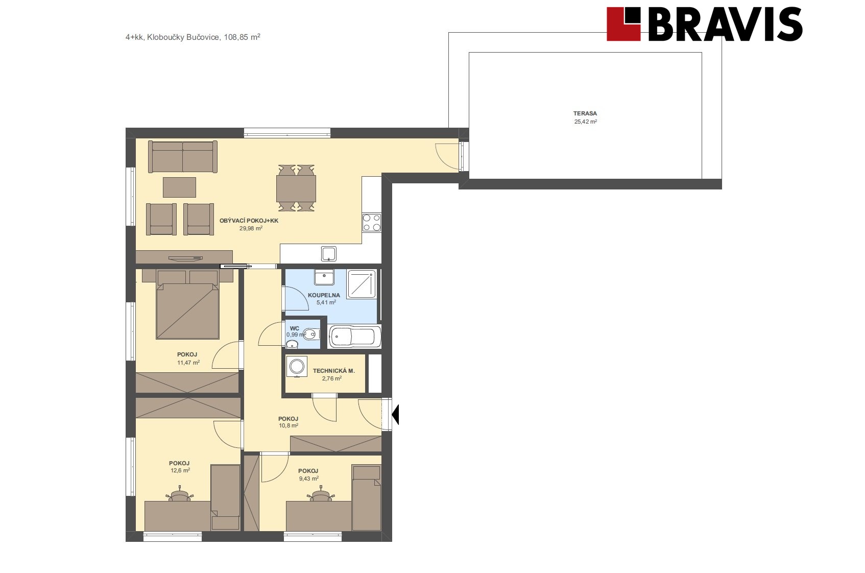 4+kk Kloboučky 108,85m2 byt C