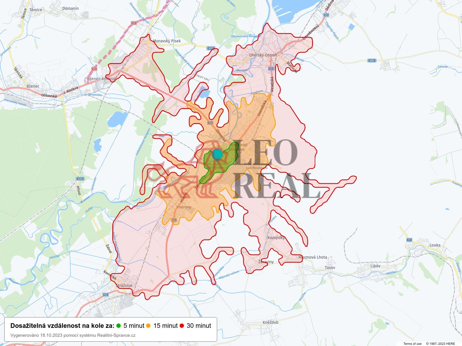 Dosažitelná vzdálenost: kolo