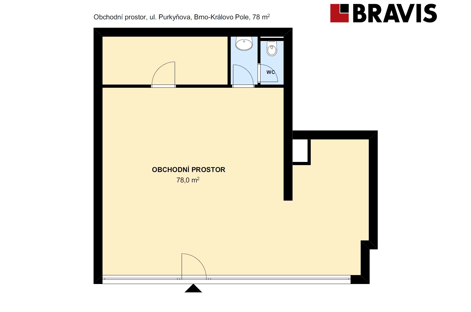 Obchodní prostor Purkyňova 78m2