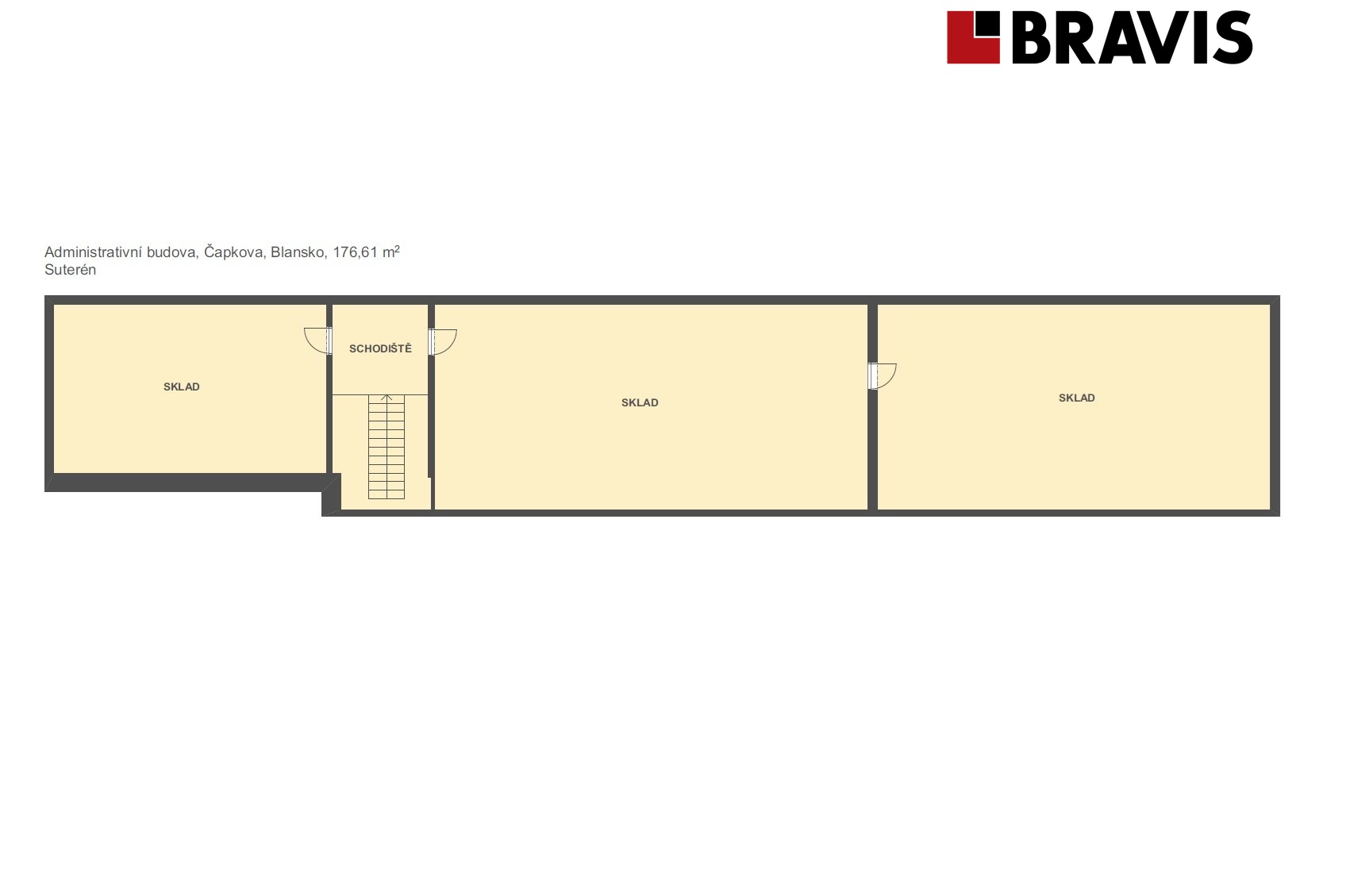 Administrativní budova Čapkova 176,61m2 suterén