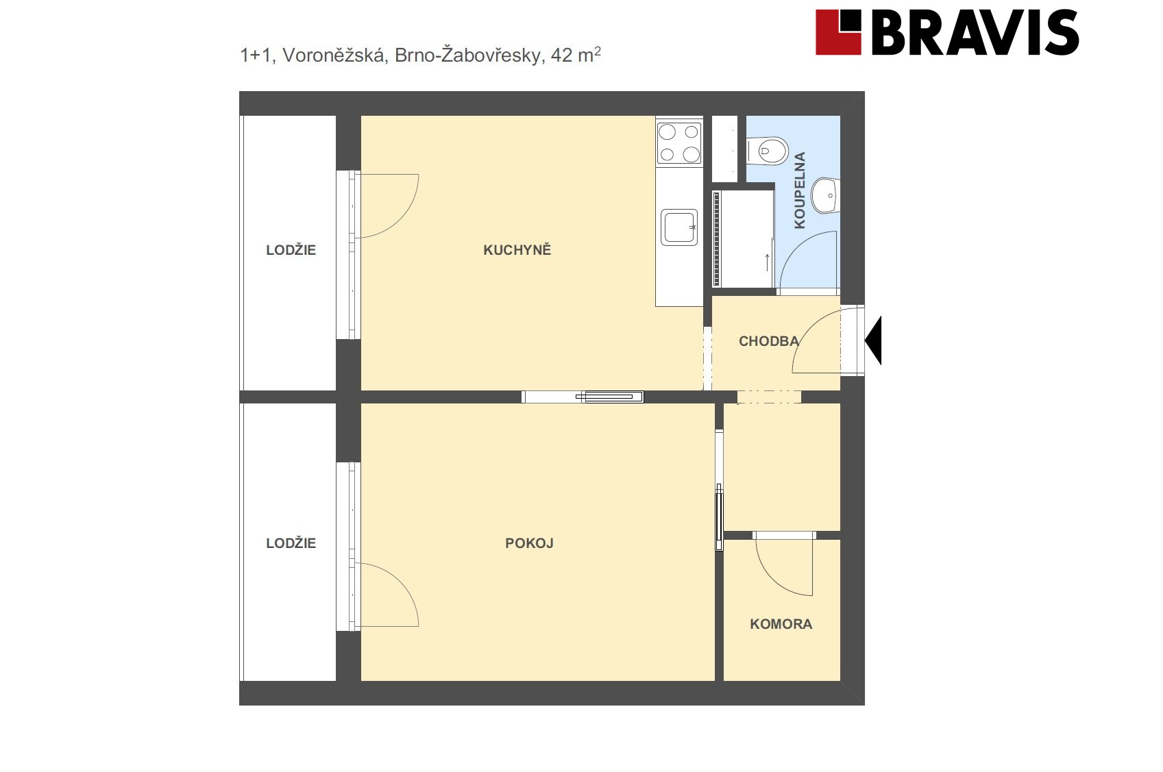 1+1 Voroněžská 42m2