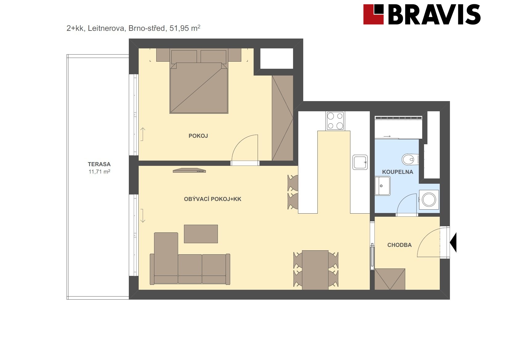 2+kk Leitnerova 51,95m2