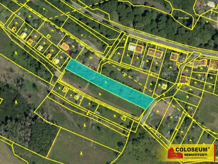 Katastrální mapa - ortofoto - Lysice – prodej - zahrada 2519 m2