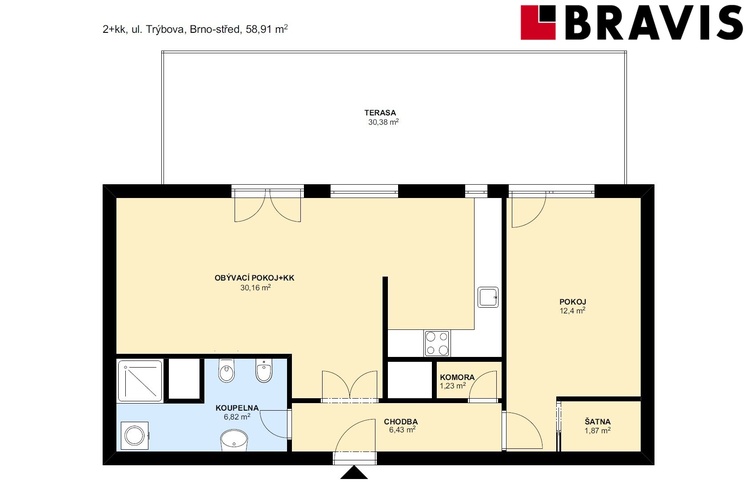 2+kk Trýbova 58,91m2