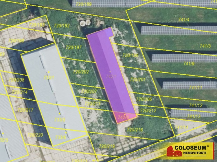 Katastrální mapa - Jevišovka – prodej haly - komerční pozemek