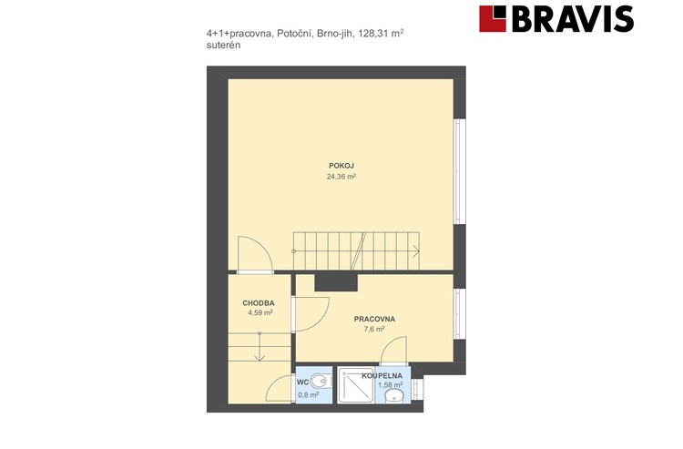 4+1+pracovna Potoční 128,31m2 suterén