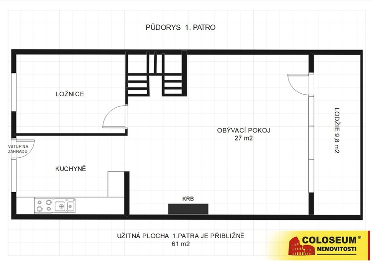 Půdorys 1NP - Brno – Žabovřesky, prodej rodinného domu