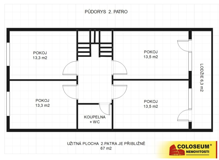 půdorys 2 NP - Brno – Žabovřesky, prodej rodinného domu