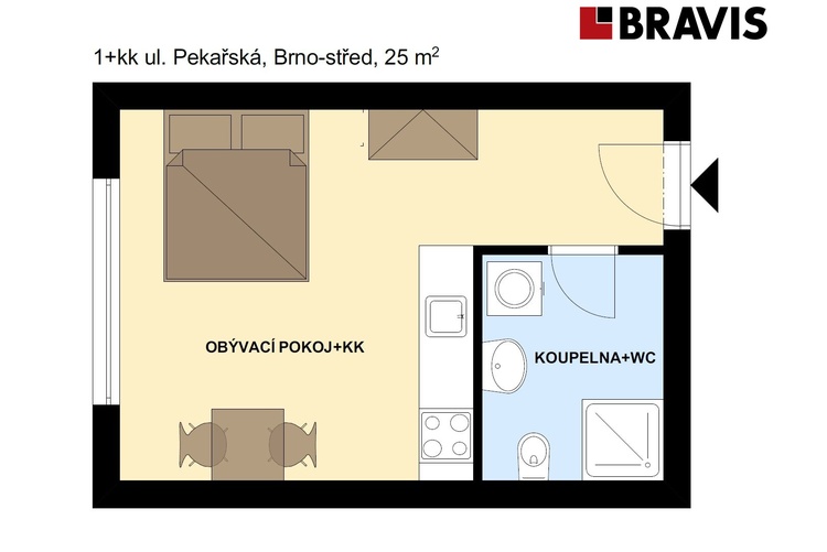 1+kk Pekařská 25m2