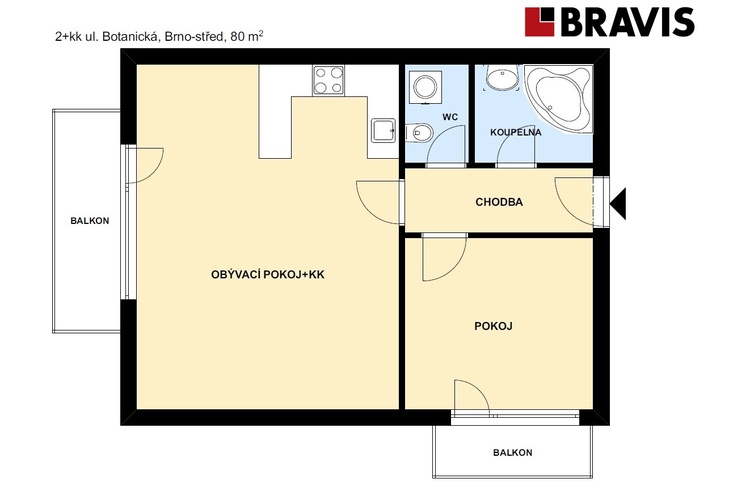 2+kk Botanická 80m2