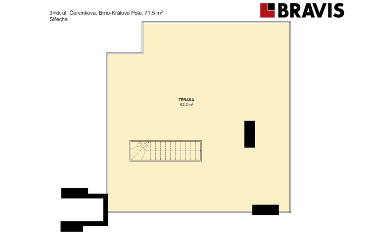 3+kk Červinkova 71,5m2 střecha