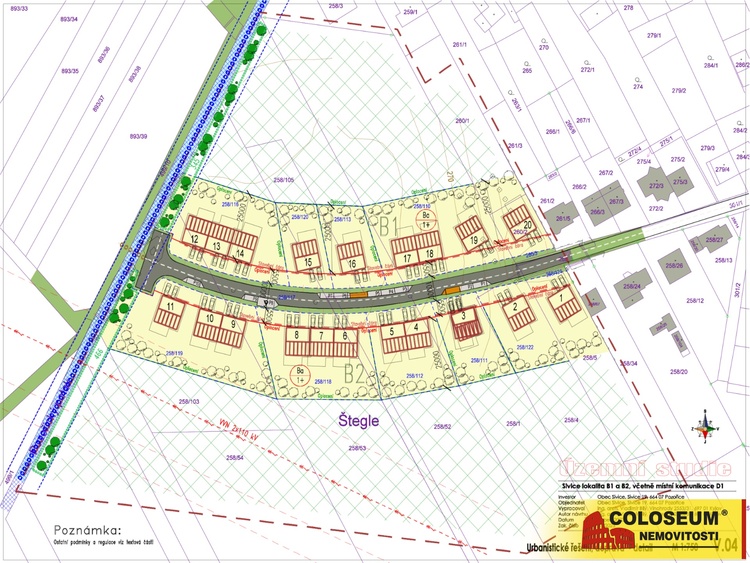 Sivice - prodej pozemku, urbanistické řešení, doprava - detail M 1-750