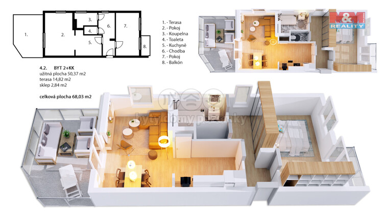 3D pĹŻdorys 2+kk (4.2.)