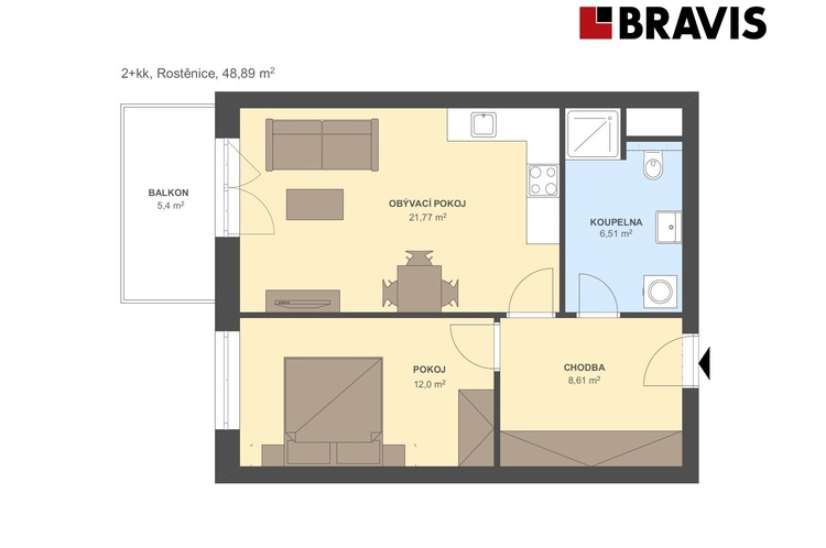 2+kk Rostěnice 48,89m2