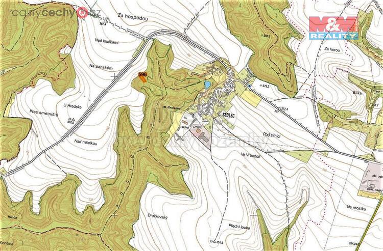 Prodej lesa, 1050 m2, Sedlec u Mšena