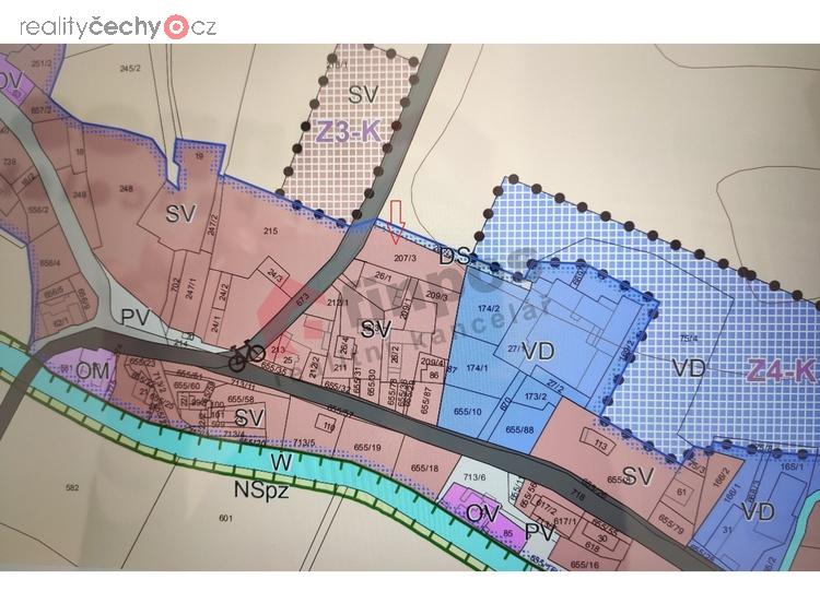 Prodej stavebního pozemku 1230 m2 v obci Komárov