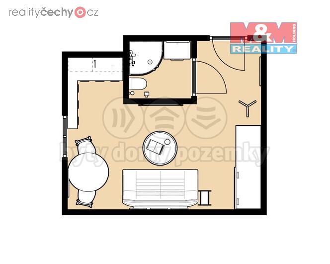 Prodej bytu 1+kk,25 m2,Klášterec nad Ohří, ul. Pod Stadionem