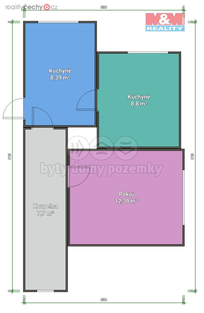 Pronájem bytu 1+1, 37 m2, Kunčice