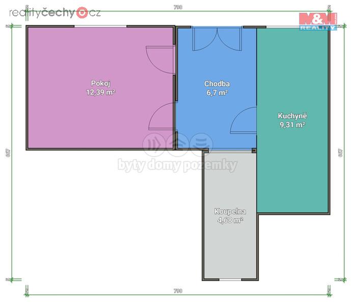 Pronájem bytu 1+1, 33 m2, Kunčice