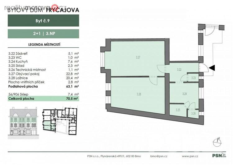 Prodej bytu 2+1 63 m2