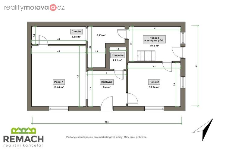 Prodej, dům 3+1, 102 m2, Uherský Ostroh