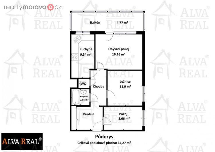 Exkluzivně nabízíme k prodeji byt 3+1 CP 67 m se zaskleným balkónem a sklepem na ul. Velkopavlovická, Brno-Vinohrady