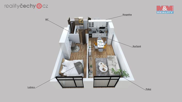 Pronájem bytu 2+kk, 49 m2, Děčín, včetně parkovacího místa