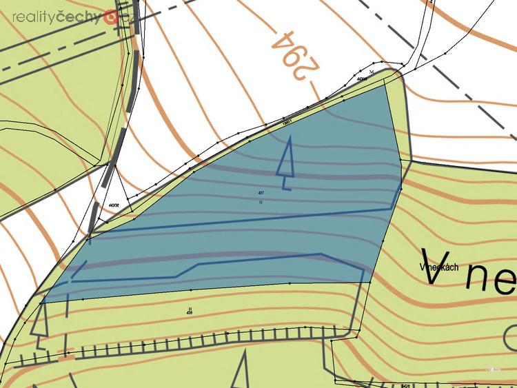 Prodej podílu 1/2 lesa 7386 m2 v obci Slaný, okres Kladno