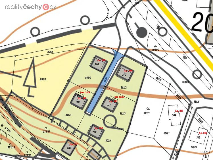 Prodej pozemku příjezdové cesty 242 m2 v obci Nová Ves, okres Mělník