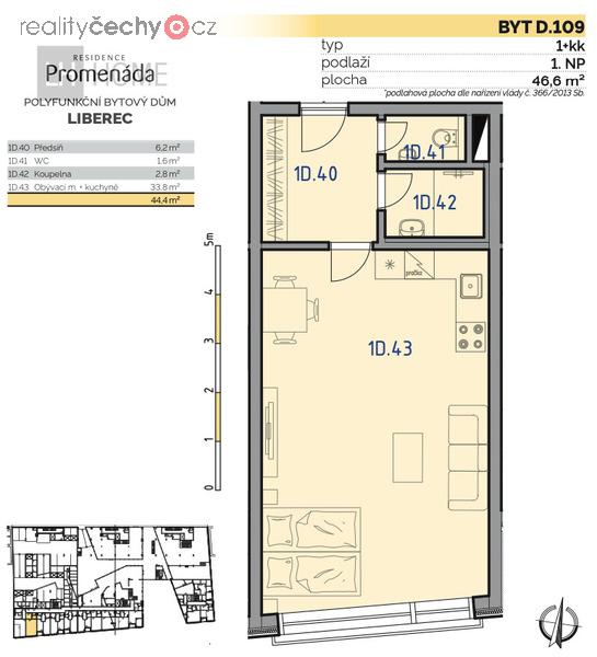 Prodej bytu 1+kk, Residence Promenáda