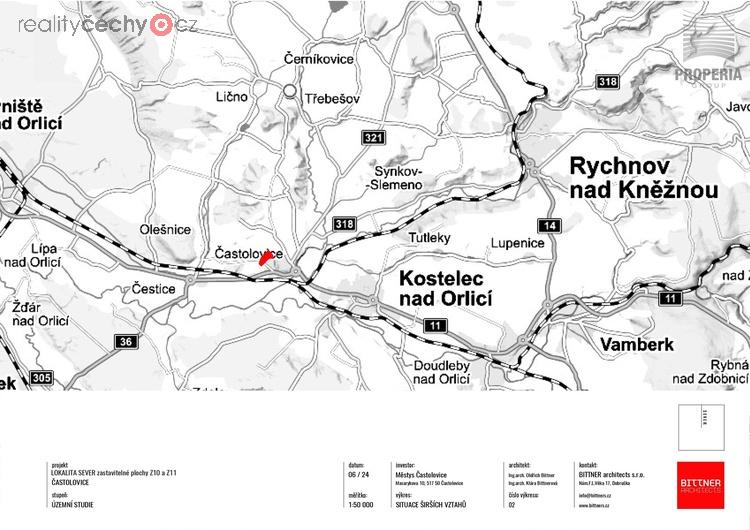 Prodej pozemku k budoucí výstavbě o CP 1053 m2, Častolovice - Rychnov nad Kněžnou