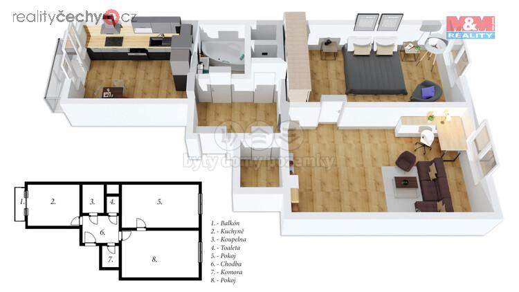 Prodej bytu 2+1, 60 m2, v Pardubicích, ul. Pichlova