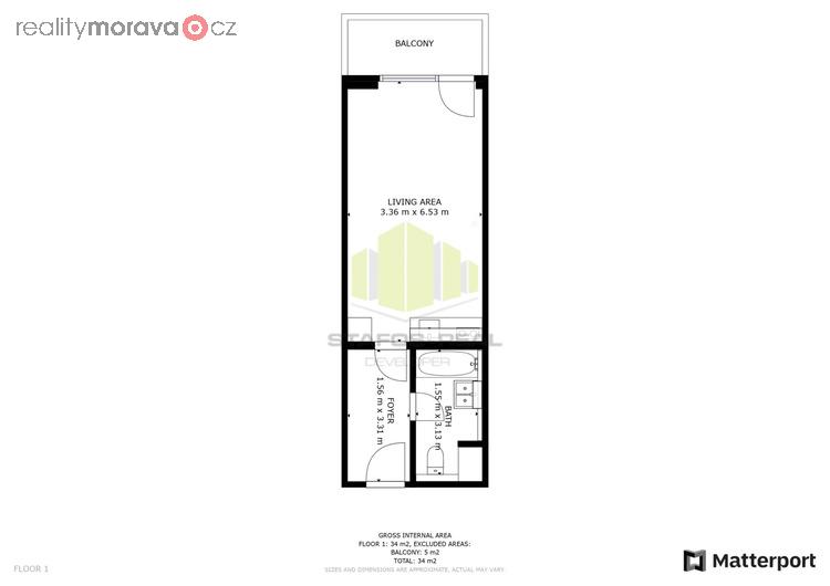 Pronájem novostavby bytu 1+kk 29m2 + balkon 5m2 v novostavbě, Švýcarské nábřeží, Olomouc