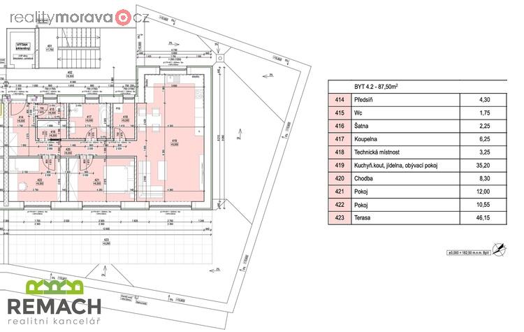 Prodej, byt 3+kk, 86 m2 + 46 m2 terasa, novostavba, Staré Město, ulice Hradišťská