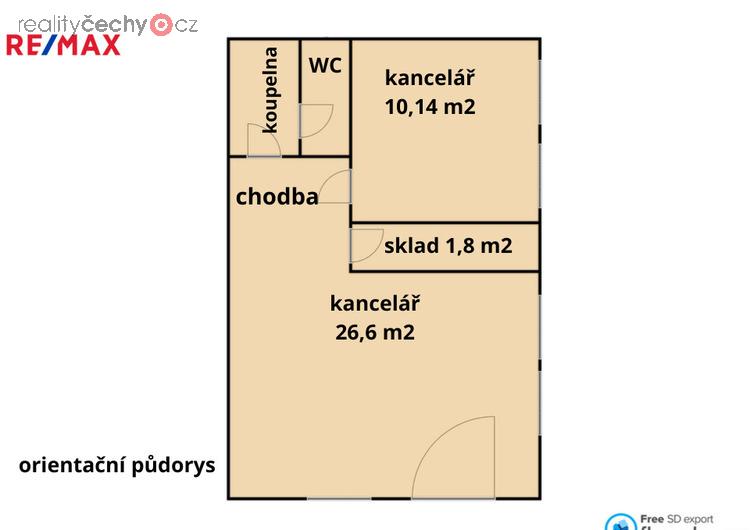 pronájem kancelářských/obchodních prostor (64 m2), Třebíč, L. Pokorného